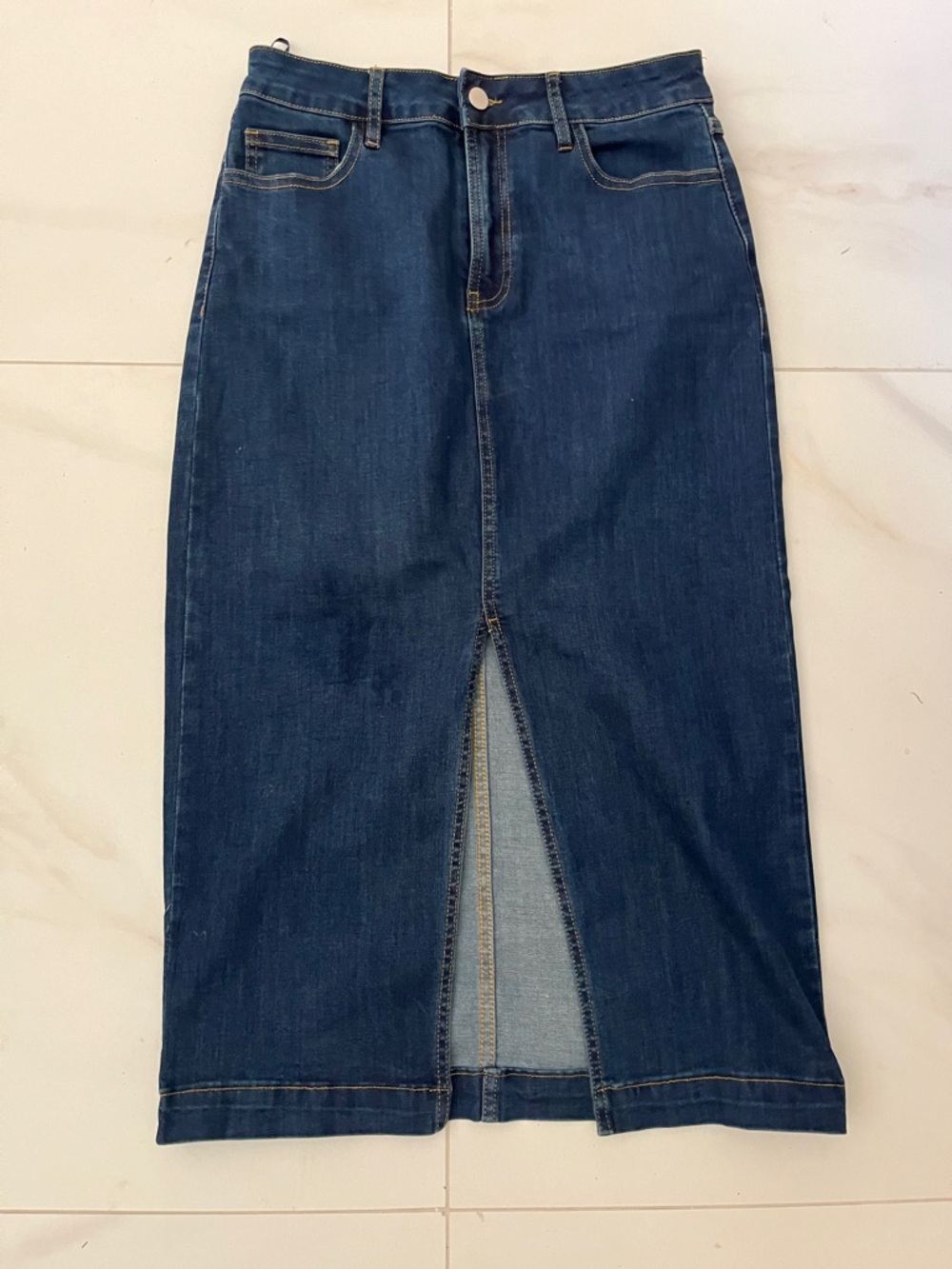 bagatelle Dark Blue Straight-Leg Denim Skirt with Front Slit size 4